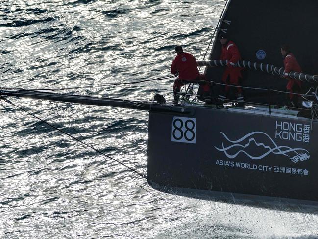 This handout photograph taken on December 28, 2021 and released by Rolex shows yacht SHK Scallywag sailing towards Hobart at the 2021 Sydney to Hobart yacht race. (Photo by Andrea FRANCOLINI / ROLEX / AFP) / --- RESTRICTED TO EDITORIAL USE - MANDATORY CREDIT "AFP PHOTO / ROLEX/ ANDREA FRANCOLINI" - NO MARKETING NO ADVERTISING CAMPAIGNS - DISTRIBUTED AS A SERVICE TO CLIENTS ---