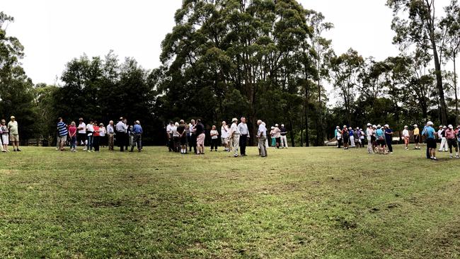 More than 50 people gathered to voice their concerns and support for the 85-unit seniors living development proposal for the Bayview Golf Club.