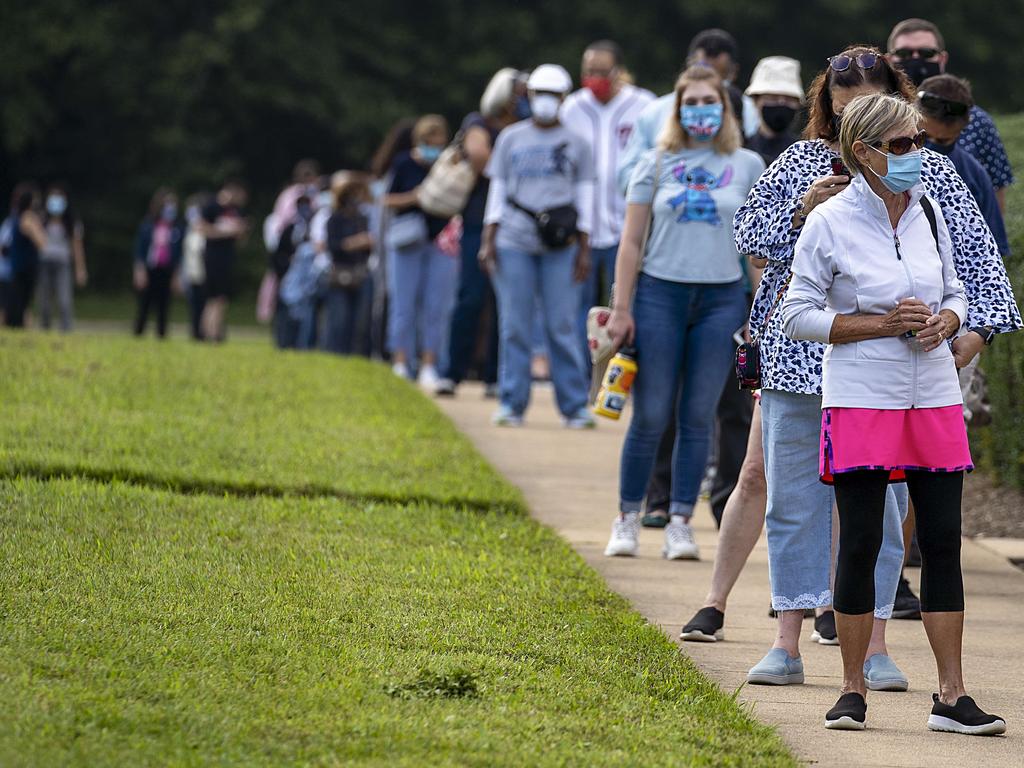 Socially distanced people voting early in Fairfax, Virginia last month. Picture: Tasos Katopodis/Getty Images