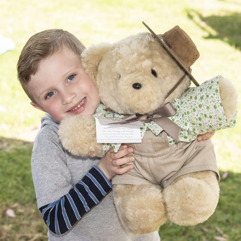 Flynn Hewitt had his entry in to win "Dug" at the Toowoomba Carnival of Flowers Teddy Bears Picnic. Picture: Nev Madsen.