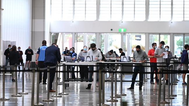 The Wayville Vaccine hub at the Adelaide Showgrounds. Picture: Naomi Jellicoe