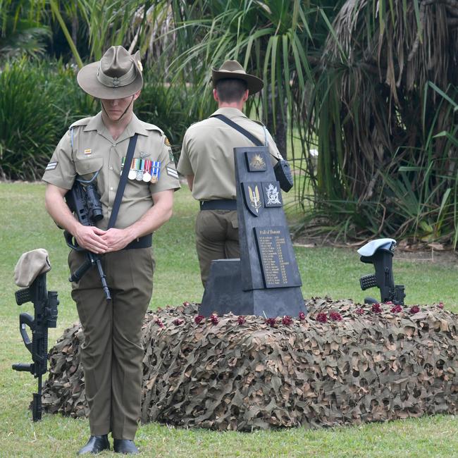 25th anniversary of the Blackhawks helicopter crash at Hughrange, near Townsville, that took the lives of 18 soldiers. Members of the Catafalque Party. Picture: Evan Morgan