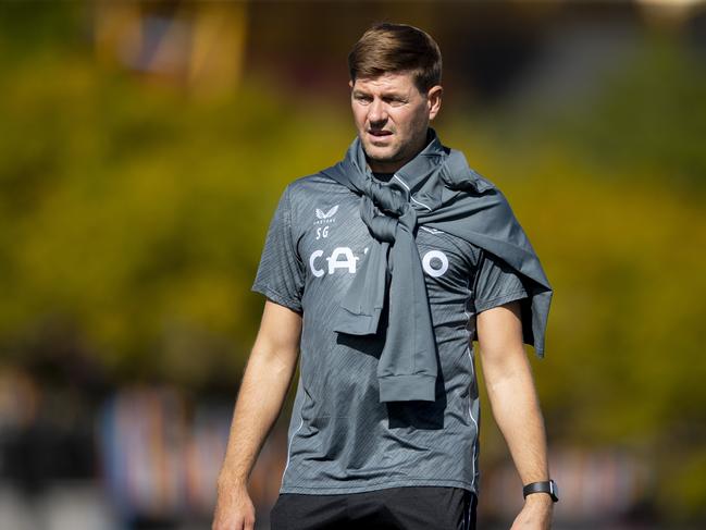 Steven Gerrard oversees an Aston Villa training session on the Gold Coast. Picture: Photo: Aston Villa FC