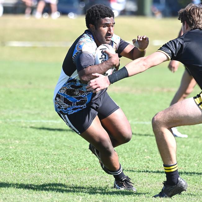 St Laurenceâ€™s College vs Iona College AIC First XIII rugby league. Saturday July 22, 2023. Picture, John Gass