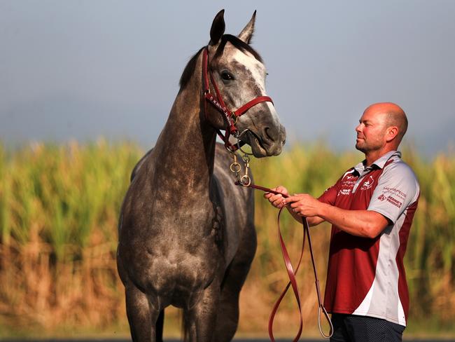 Murwillumbah Horse trainer Matthew Dunn with filly Lady Banff. Picture: Scott Powick