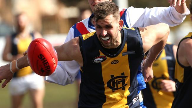 Jamie Smith was one of four key players missing for Hurstbridge. Picture: Hamish Blair