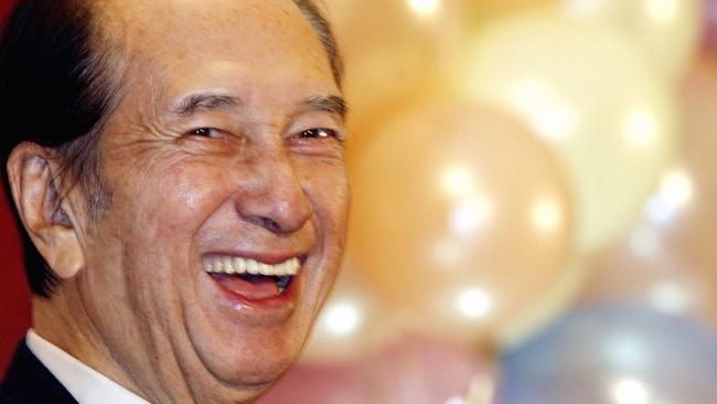 Macau tycoon Stanley Ho, pictured at his 85th birthday party in Hong Kong in ovember 2006, has died at 98 in Hong Kong. Picture: AP