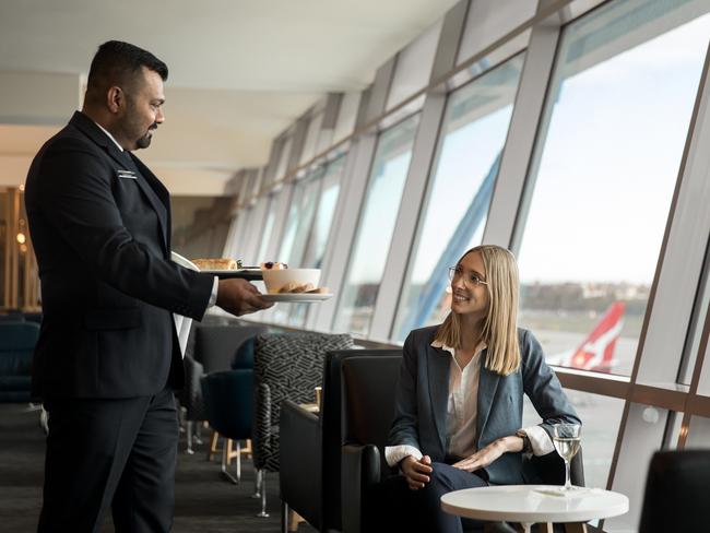 Passengers will notice key changes when Qantas reopens its domestic lounges, including table service. Picture: Qantas