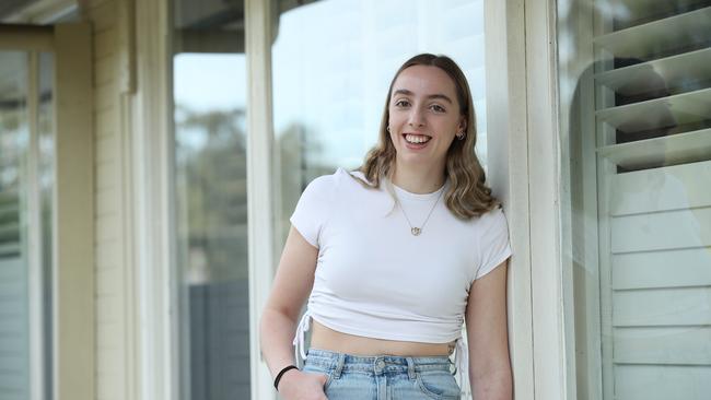 Bridget O'Connell now 19, survived suicide at age 17 and 18. She is now studying nursing and encouraging kids to not be ashamed to reach out. Picture: David Swift