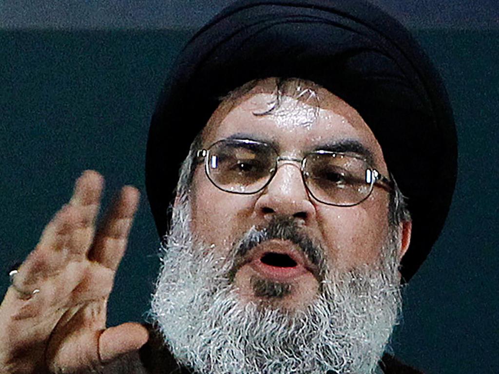 Hassan Nasrallah delivers a speech in 2013. Picture: AFP.