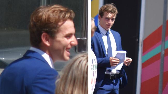 Lions FC football player and former Toowoomba Grammar student Fletcher James McDonald leaving Toowoomba court after hearing police agreed to drop his wilful damage charge. Picture: News Regional Media, taken on 08/12/23