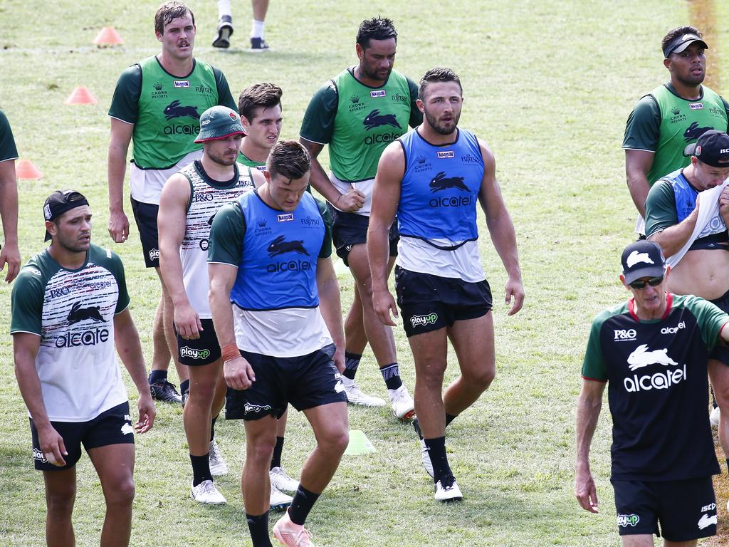 South Sydney Rabbitohs player, Sam Burgess, at a training session at Redfern Oval after splitting with wife Phoebe Burgess. Picture: Dylan Robinson