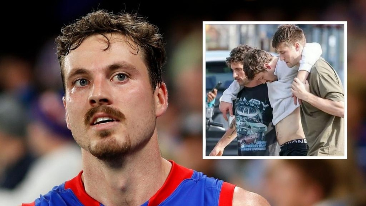 Essendon champion Matthew Lloyd has blasted Zaine Cordy after “absolutely embarrassing” photos emerged of the heavily-intoxicated Western Bulldogs defender at Mad Monday celebrations this week. Picture: Getty Images; Media Mode