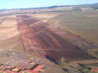 The runway at Wagners Wellcamp Airport takes shape as Defence negotiations over shared air space near a conclusion. Picture: Contributed