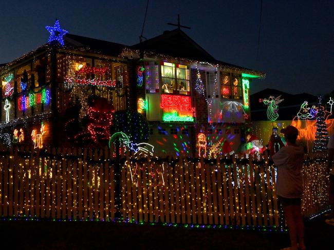 Christmas decorations at a Greystanes home in 2021. Picture: Jeremy Piper