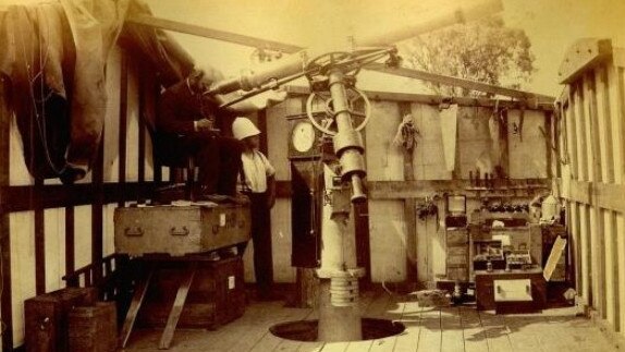 One of the two 6-inch Cook refractor telescopes used to observe the Transit of Venus. Picture: Image courtesy of John Oxley Library, State Library of Queensland.