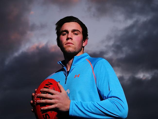 MELBOURNE, AUSTRALIA - OCTOBER 02: Patrick McCartin of the Geelong Falcons poses during the 2014 AFL Draft Combine at Etihad Stadium on October 2, 2014 in Melbourne, Australia. (Photo by Michael Dodge/Getty Images)