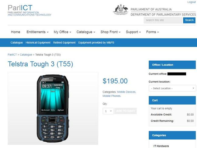 The Telstra Tough T55 device is available on the ParlICT system. Picture: Supplied.