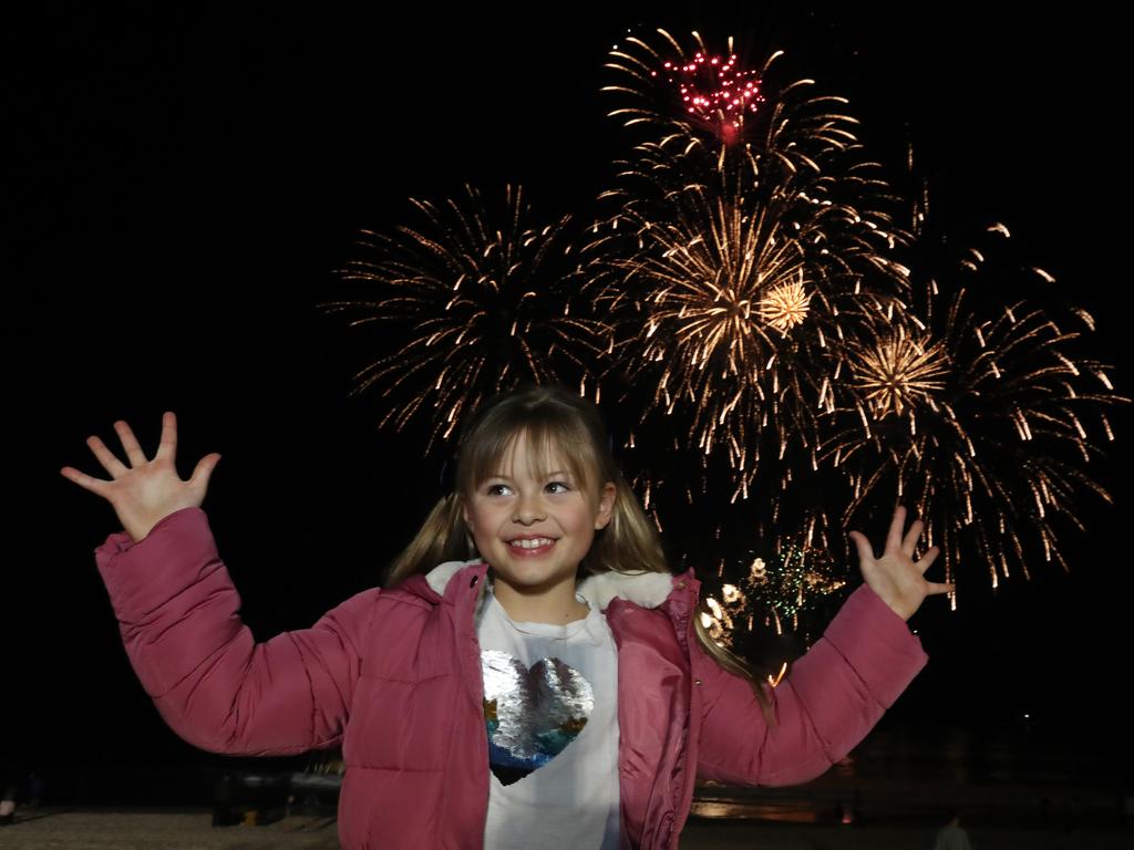 Sierra Thomas, 7, from Currumbin celebrates. Picture: Glenn Hampson