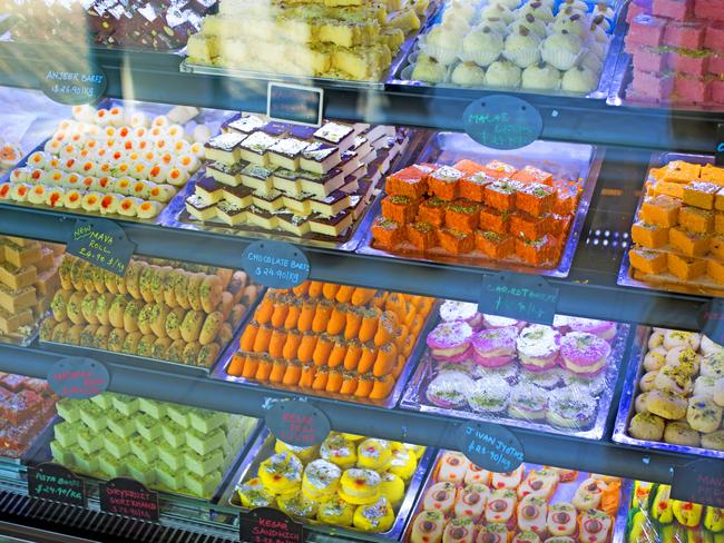 The sweet selection in the front counter display at Chatkazz