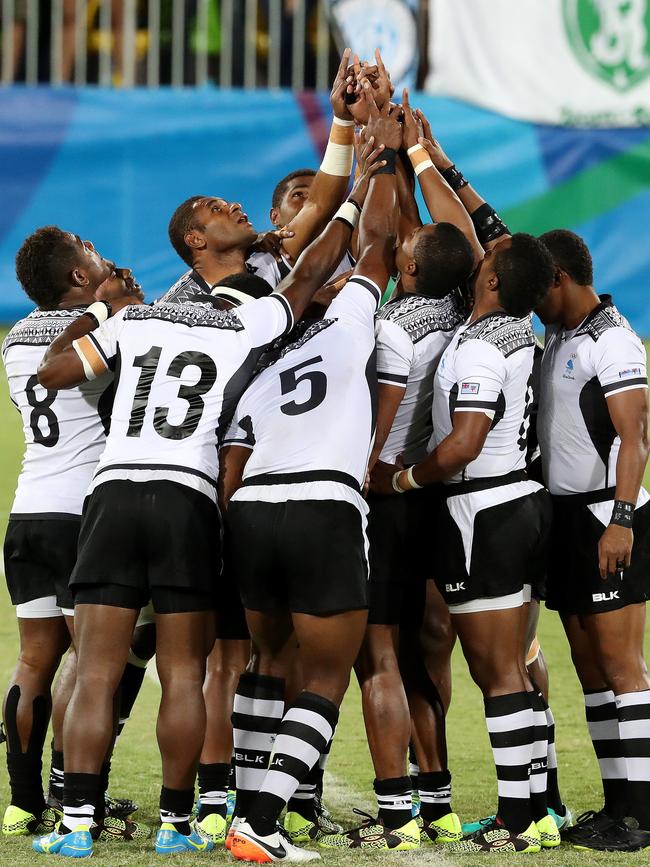 Fiji win the gold at the the Rio Olympics 2016 Men's Rugby Sevens gold medal match between Fiji and Great Britain. This was the Pacific Island nation’s first ever Olympic medal. Picture: Adam Head