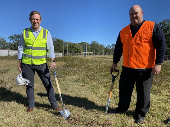 Member for Murrumba Steven Miles with Member for Kurwongbah Shane King at the site of the new community centre in Kallangur. pine rivers press