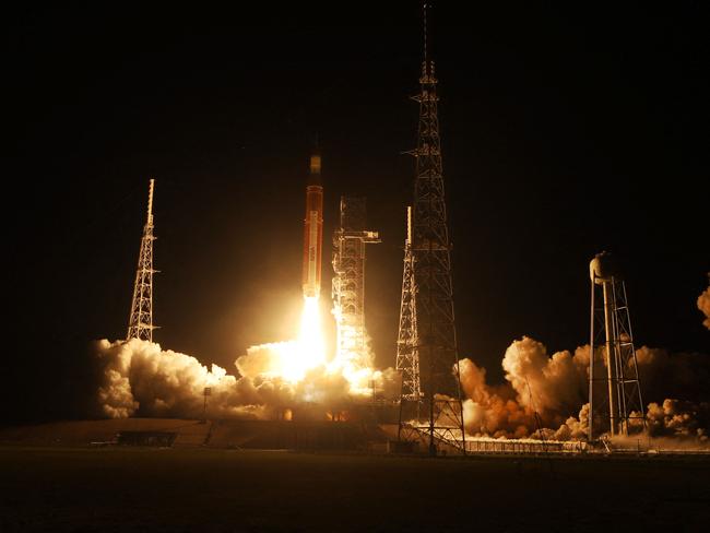 NASA's Artemis 1 Space Launch System SLS rocket, with the Orion capsule attached, launches at NASA's Kennedy Space Centre. Picture: AFP