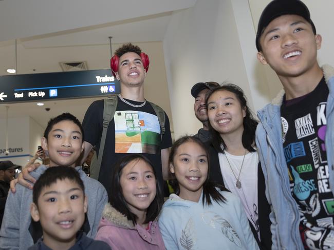 Fans at Sydney Airport were all smiles when Ball arrived. Picture: Getty Images