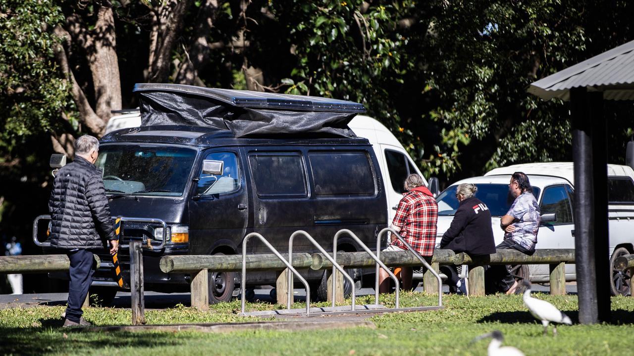 People are sleeping rough in their vans and cars at the park. Picture: Nigel Hallett