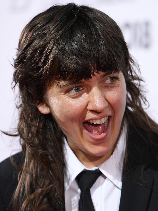 Courtney Barnett with her business at the front, party at the back haircut. Picture: AAP