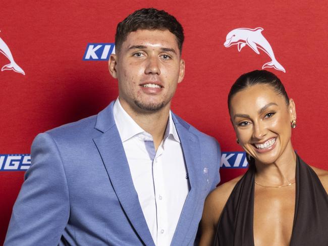 NRL Dolphins season launch at Portside Hamilton, Friday, February 28, 2025 -  Jake Averillo and partner Picture: Richard Walker