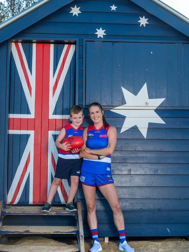 Katy Herron and Joshua at Brighton beach. Picture: Jay Town