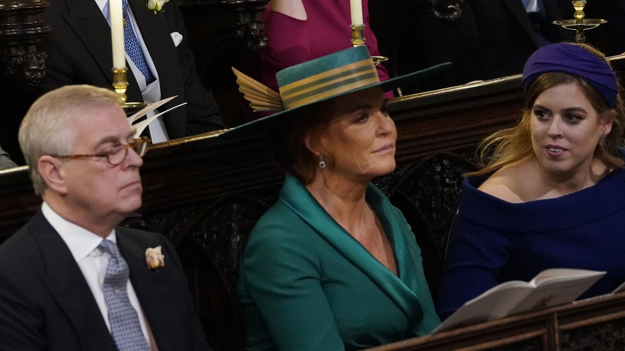 The former couple, with daughter Beatrice, at Eugenie’s wedding in October. Picture: Danny Lawson – WPA Pool/Getty Images