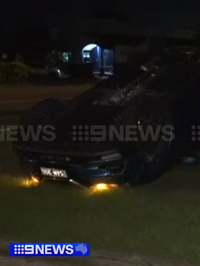 Scene of a crash involving two stolen vehicles in Currumbin Waters at about 2am on Wednesday February 7. Picture: Nine Gold Coast News.