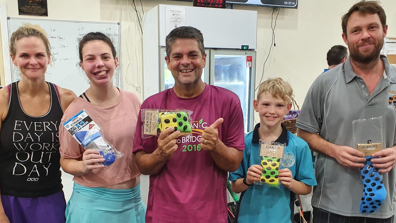 Squash - B-grade consolation (socks) Lynda Birse, Claire Parker, Peter Hodgson, Alexander Robinson and Brad Morgan.