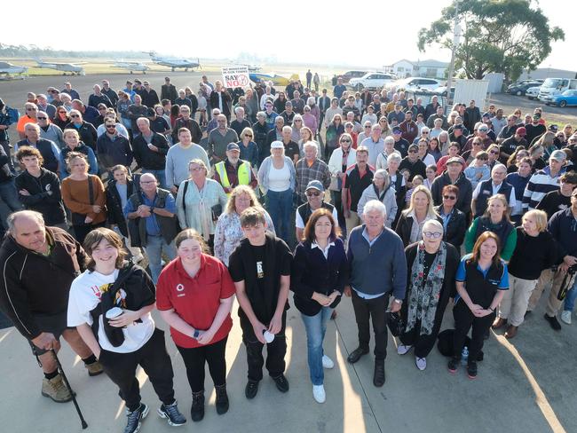 Lethbridge and other Residents will rally on Sunday to protest a Tall Tree wind farm proposal that will impact on locals and the Lethbridge Airport. the crowd.Picture: Mark Wilson