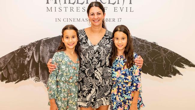 Mattin with daughters Holly and Amelia Walkerden at Brisbane Fashion Month's exclusive screening of Disney's Maleficent: Mistress of Evil at the Elizabeth Picture Theatre in 2019. Picture: Adam Shaw (Vethaak Media)