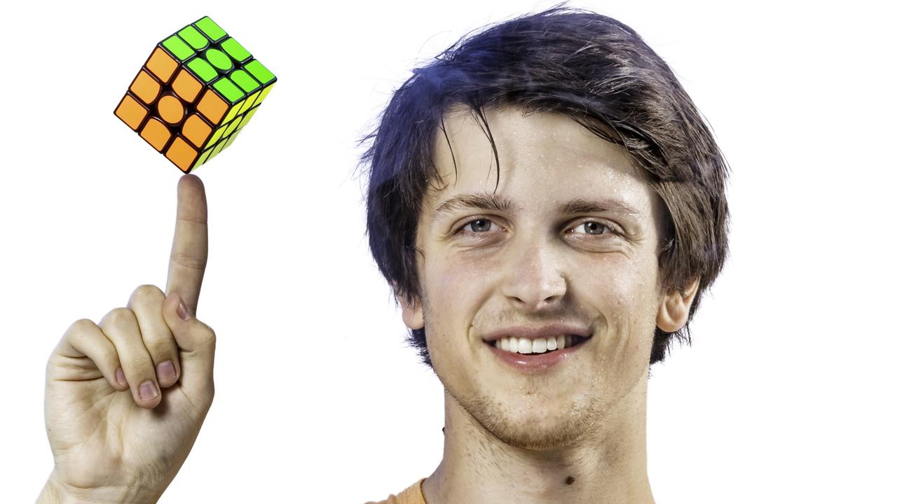 Feliks Zemdegs holds the world record (5.69 seconds) for the fastest average time of solving five cubes. Picture: Guinness World Records