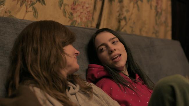 Billie Eilish, right, with her protective mother, Maggie. Picture: Apple TV