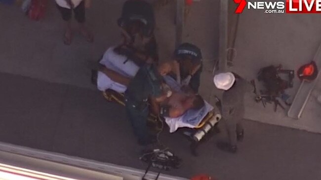 Two men have been injured after a reported scaffolding collapse at Kippa Ring. Supplied: 7 NEWS Brisbane