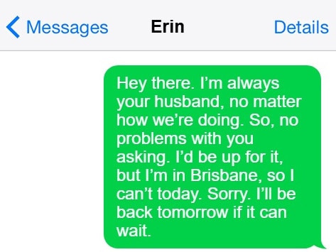 Text exchange between Erin and Simon