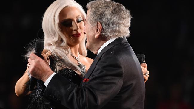 Lady Gaga and Tony Bennett raise some heat at the Grammys. Picture: AP