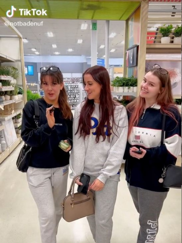 A group of three customers said they’re shopping at the department store to celebrate coming out of isolation. Picture: notbadenuf/TikTok