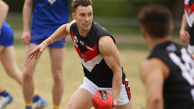 Sean Bartels with the ball for South Belgrave. Picture: Stuart Milligan