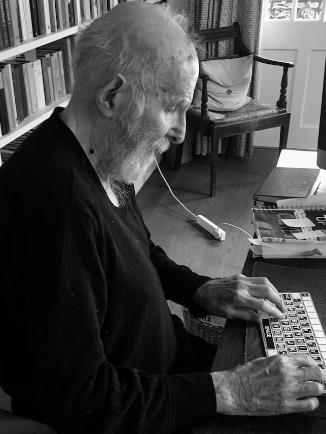 An ailing Clive James at the keyboard. Picture: supplied