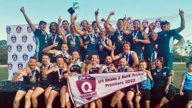 Hinterland Blues Senior Men's team crowned 2022 premiers of the QFA Division Two Competition. Picture: SportsDayPhotography