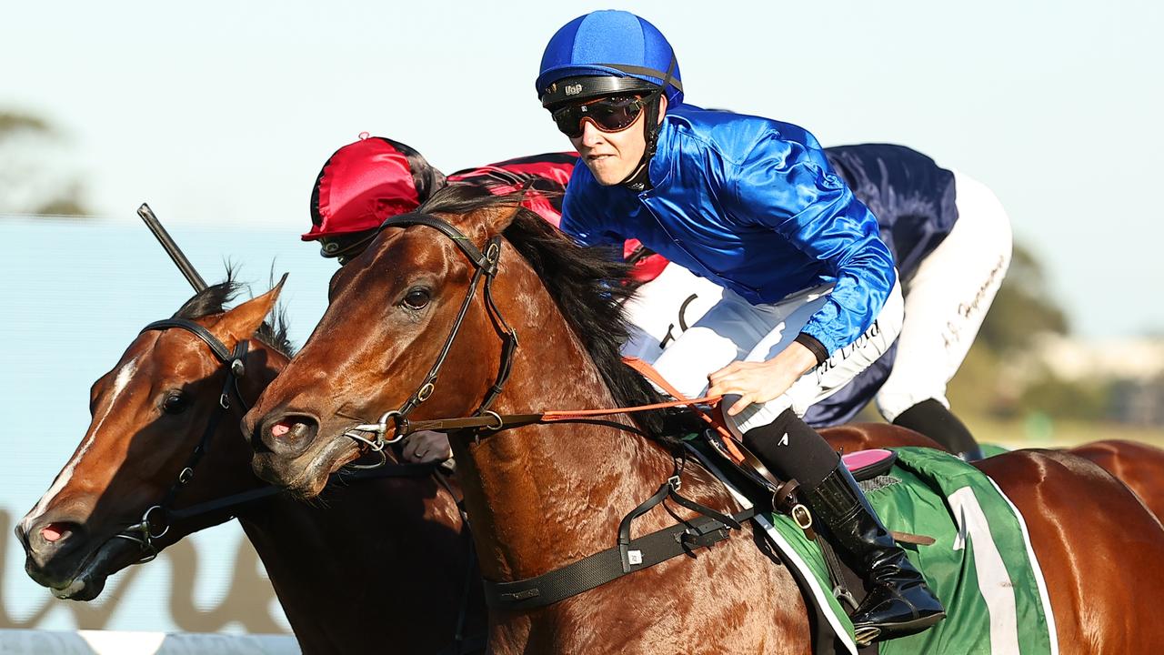 SYDNEY, AUSTRALIA – SEPTEMBER 14: Zac Lloyd riding Traffic Warden wins Race 8 James Squire Run To The Rose during Sydney Racing at Rosehill Gardens on September 14, 2024 in Sydney, Australia. (Photo by Jeremy Ng/Getty Images)