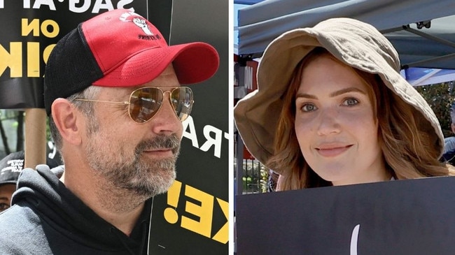 Jason Sudeikis and Mandy Moore join the Hollywood strike.