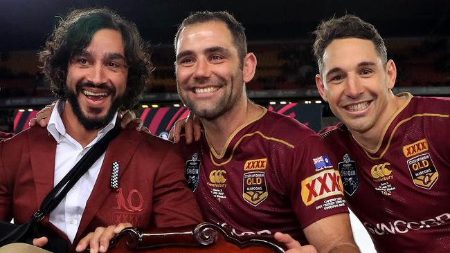 Queensland greats Johnathan Thurston and Cameron Smith will be part of Billy Slater’s Origin coaching team. Picture: Adam Head