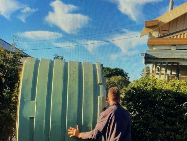 One of the brothers removed the rainwater tank and rolled it down the country town’s streets. Picture: Victorian County Court.